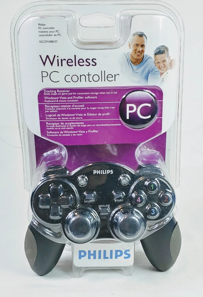 PHILIPS WIRELESS PC GAME ANALOG CONTROLLER SGC2910BB/27 w/USB Receiver Dongle - Image 1 of 4