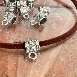 Large Hole Tube Bail with Loops Antiqued Silver 10 Pcs Pendant Hanger - Picture 1 of 5