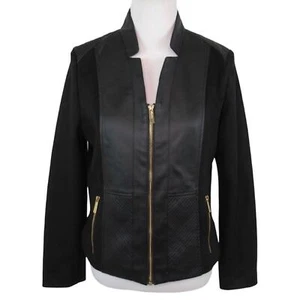 KENNETH COLE Faux Leather & Suede Zip Front Moto Style Jacket Women’s Size PL - Picture 1 of 13
