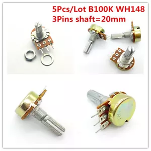 5 pz WH148 pentola B100K 100K 100K albero potenziometri lineari 20 mm 3 pin manopola 3 pin - Foto 1 di 5