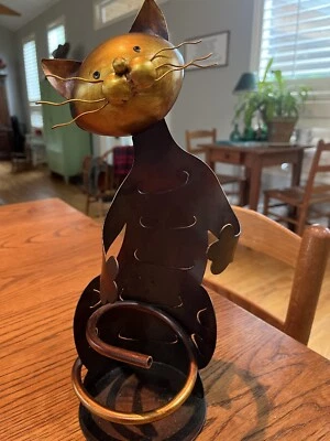 portabotellas de vino gato metal Foto 1 de 4