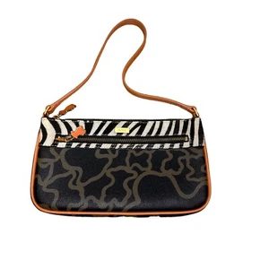 Auténtico bolso de hombro de cuero para mujer TOUS con piel blanca negra - Imagen 1 de 10
