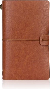 Songaa Travelers Journal Notebook, PU Leather A6 Pocket Notebook Refillable Inse