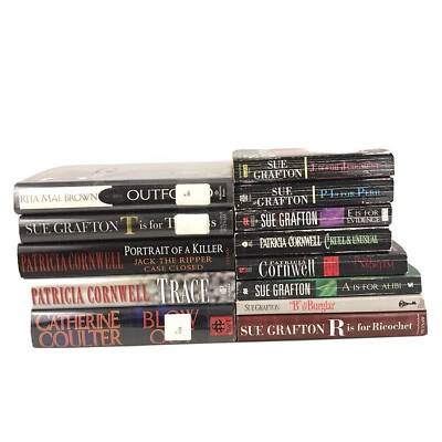 Lot Of 13 Mystery Thriller Sue Grafton Patricia Cornwell Rita Mae PB & HC Books Foto 1 de 4