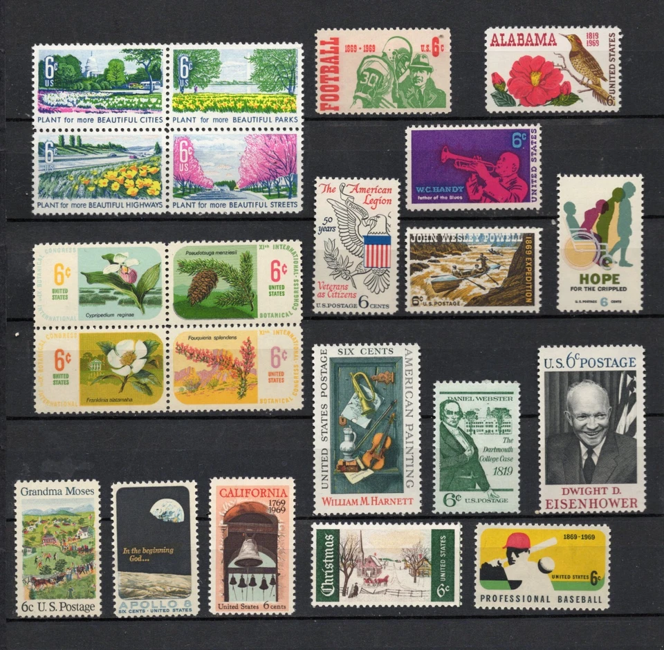 1969 US Commemorative Full Year Set SC# 1365-1386 US  OG Mint Never Hinged - Image 1 of 1