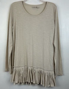 LOGO Tunic Top Womens L Beige Peasant Boho Minimalist Minimalist Capsule - Picture 1 of 9