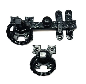 Tiberius Black Antique Iron Gate Latch – Heavy Duty Plain Wrought Iron Door Lock - Picture 1 of 3