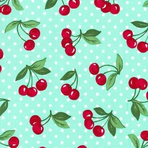 Cherry Fabric BTY, Cherry Dot, Michael Miller CX6561-MINT-D, Cotton - Picture 1 of 2