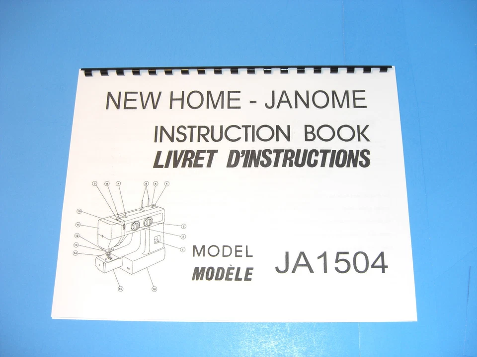 New Home/Janome Model JA 1504 Sewing Machine Instruction Manual - Printed - Image 1 of 1