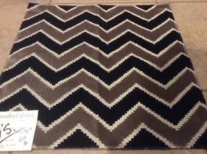 Duralee Fabric Pattern 36265 Black /Linen Zig Zag Cut Velvet Square Piece 17x17 - Picture 1 of 7