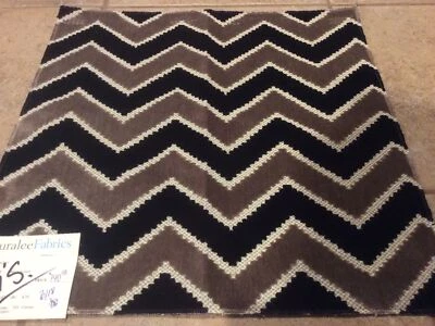 Duralee Fabric Pattern 36265 Black /Linen Zig Zag Cut Velvet  Square Piece 17x17 - Image 1 of 4