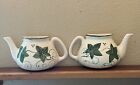 Wall Pocket Ceramic  Set Teapot Cream With Green Flowers Vintage (2)