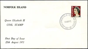 Norfolk Island QE II 1971 6c sello en bobina cubierta de primer día sin dirección, en muy buena condición - Imagen 1 de 1