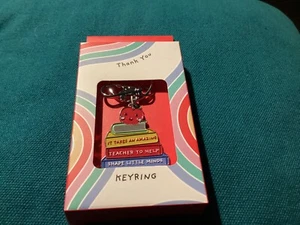 BNIB New Thank You Amazing Teacher Metal & Enamel Keyring - Gift Box - Foto 1 di 4