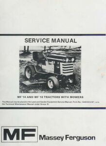 Tractor Service Manual Fits Massey-Ferguson MF 14 MF 16 with Mowers 1978