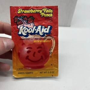 Vintage 80s Kool-Aid NEW Strawberry Falls Punch Flavor Packet NOS - Picture 1 of 3