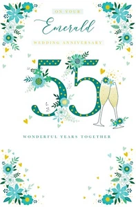 Precioso verso precioso con acabado en lámina de champán tarjeta 55 aniversario esmeralda - Imagen 1 de 8