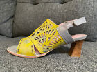 L'Artiste by Spring Step LUETTA Sling Back YELLOW Leather Laser Cut Sandals 40