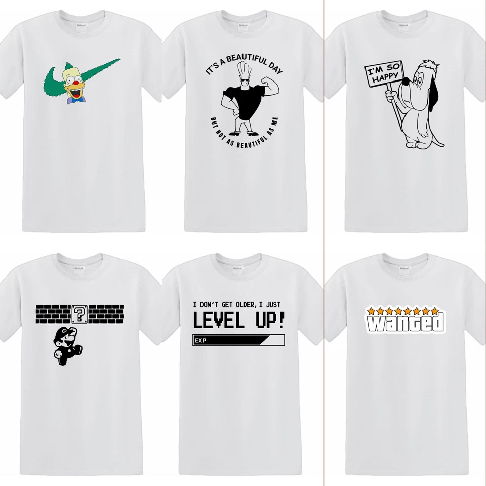 Old Cartoon Lover T-shirts Unisex Top Boys Girl Birthday Gift Mario,Bravo,Krusty - Image 1 of 1