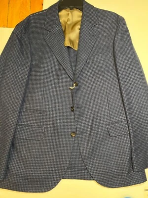 Nueva Chaqueta Brunello Cucinelli Hombre $3696 Azul Marino Lana Lino Seda Talla 50 EU Isaia Foto 1 de 4