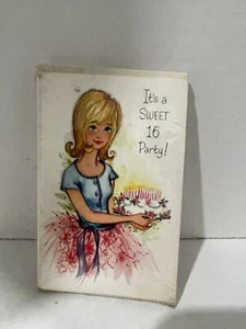 UNUSED - Vintage - Sweet Sixteen Girl - 1950's PARAMOUNT 12 Invitations & Env - Picture 1 of 6