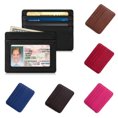 Cartera sin asas delgada minimalista con bolsillo frontal porta tarjetas de identificación de crédito para hombres mujeres Foto 1 de 4