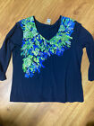 womens Ruby Rd. size L v-neck blue w/sparkle top