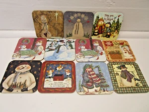 11er Set Kork Rückseite Urlaub Untersetzer Schneemann Konvolut Vintage - Bild 1 von 4