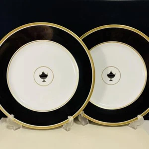 Richard Ginori Impero Onyx Impero Black 25cm Art Pottery Doccia Logo Set of 2 - Picture 1 of 5