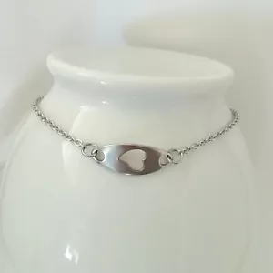 CHEVILLIERE CHAINE BRACELET de CHEVILLE 22,5cm COEUR ACIER INOX HYPOALLERGENIQUE - Bild 1 von 3