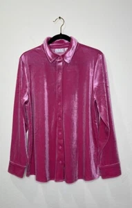 Joan Rivers Beautiful Raspberry Pink Velvet Boyfriend Tunic Size Small - Picture 1 of 7