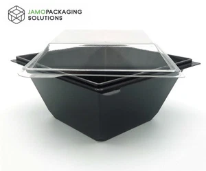 Quadratisch Schwarz Transparent Salat Lebensmittel Mahlzeit Behälter Box Schüssel Einweg - Bild 1 von 6