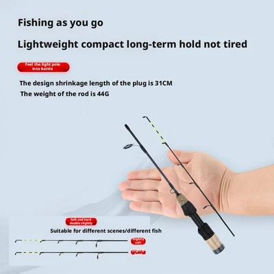 Telescopic Fishing Rod 60cm 2 Tips Reel Combos Winter Fishing Fishing： Rod C1A0 - Image 1 of 4