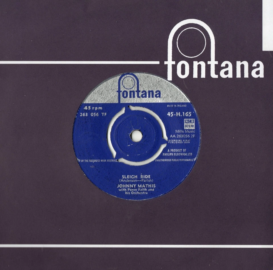 JOHNNY MATHIS CHRISTMAS 45 - SLEIGH RIDE - WINTER WONDERLAND - EX+ CONDITION - Image 1 of 3