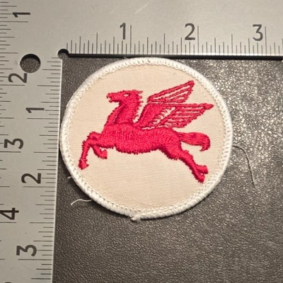 Vintage MOBIL OIL Motor Oil Gasoline Gas Station Pegasus Logo Patch 1970s - Image 1 of 2