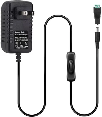 DC 12V Power Supply Adapter with Inline on off Switch for Small Led Light Strips - Image 1 of 4