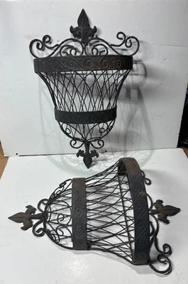 Lote de 2 bolsillos de pared de metal negro gótico decoración cottagecore de colección Foto 1 de 4