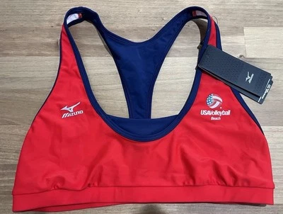 NUEVO Sujetador deportivo Mizuno para mujer EE. UU. Voleibol XL rojo azul marino playa Foto 1 de 4