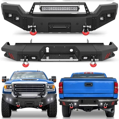 Front /Rear Bumper W/Winch Plate &Lights For 2015-2019 GMC Sierra 2500 /3500HD - Image 1 of 4