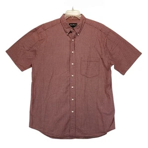 Eddie Bauer Shirt Mens LT Red Plaid Seersucker Short Sleeve Button Up Casual - Picture 1 of 11
