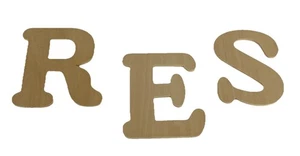 4 Inch Wooden Letters Serif R E S Unfinished Wall Decor Wood Alphabet Lot of 3 - Foto 1 di 4