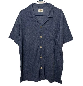 Camisa Capa Marina Para Hombres Grande Azul Toalla Terry Tela Campamento Abotonada Manga Corta - Imagen 1 de 8