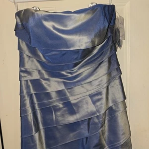 Abito lungo Rina Di Montella taglia 4 nuovo con etichette formale blu raso occasioni speciali - Foto 1 di 9