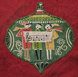 Antike 40er 50er Jahre Weihnachten Tischdecke Tischdecke, Mid Century Modern Hirsch... - Bild 1 von 15