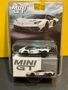 1/64 MINI GT #842 LAMBORGHINI AVENTADOR SVJ #63 BANCO ASOPO WHITE - Picture 1 of 2
