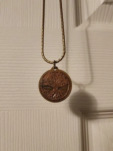 Copper Tree Of Life Engraving In A Bronze Pendant Necklace - Picture 1 of 3