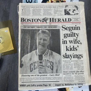 Periódico limpio homenaje a Larry Bird del Boston Herald 2-5-1993 - Imagen 1 de 3