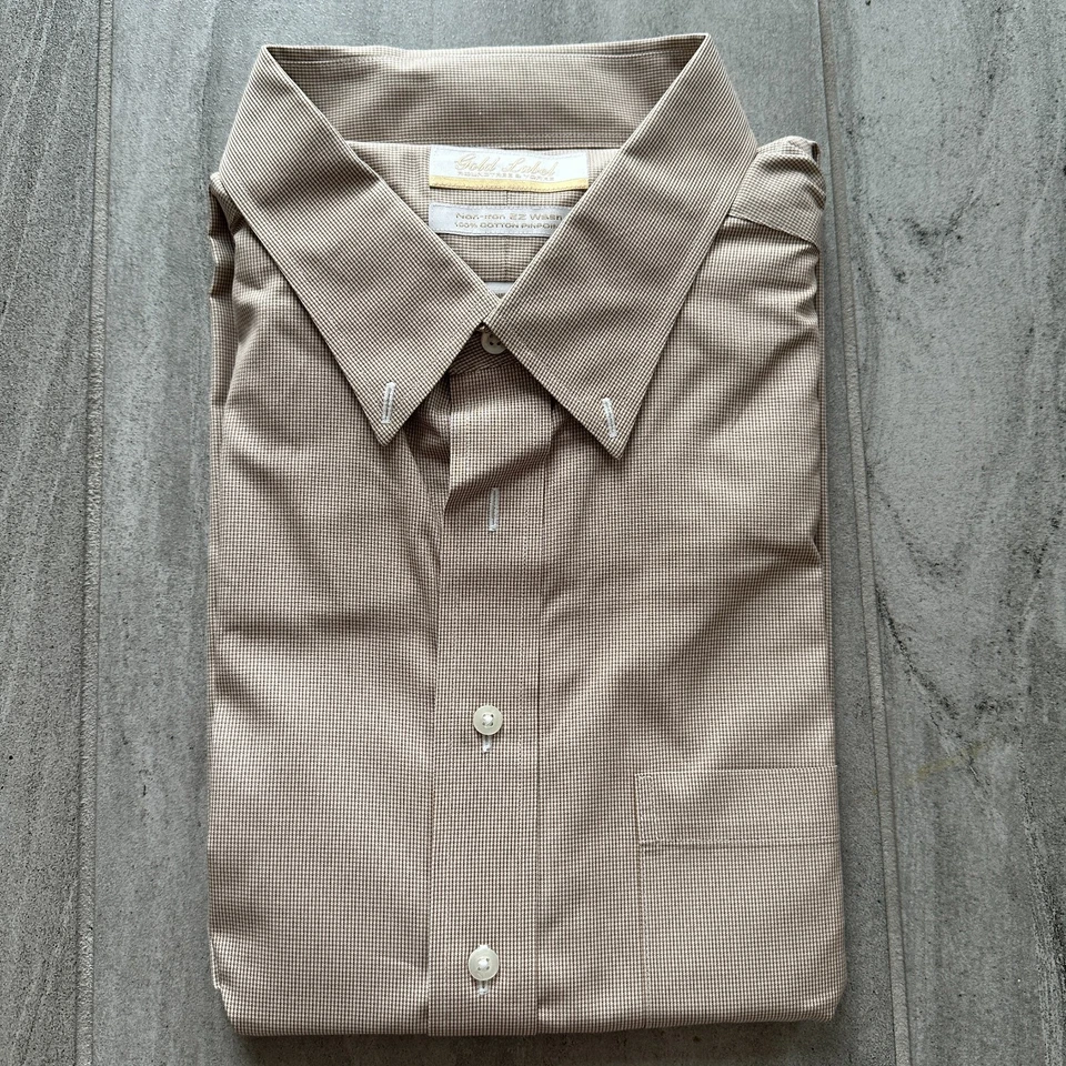 Camisa con botones Gold Label Roundtree & Yorke 18 35 algodón beige Foto 1 de 4