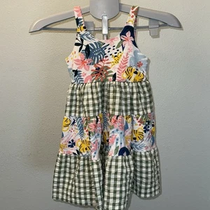 Bonnie Jean mixed print dress, tiered, seersucker, floral, check, girls Sz 5 - Picture 1 of 8