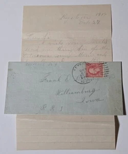 KEYSTONE to WILLIAMSBURG IOWA 1919 Cover w Letter Delicious Apple Order - Bild 1 von 2
